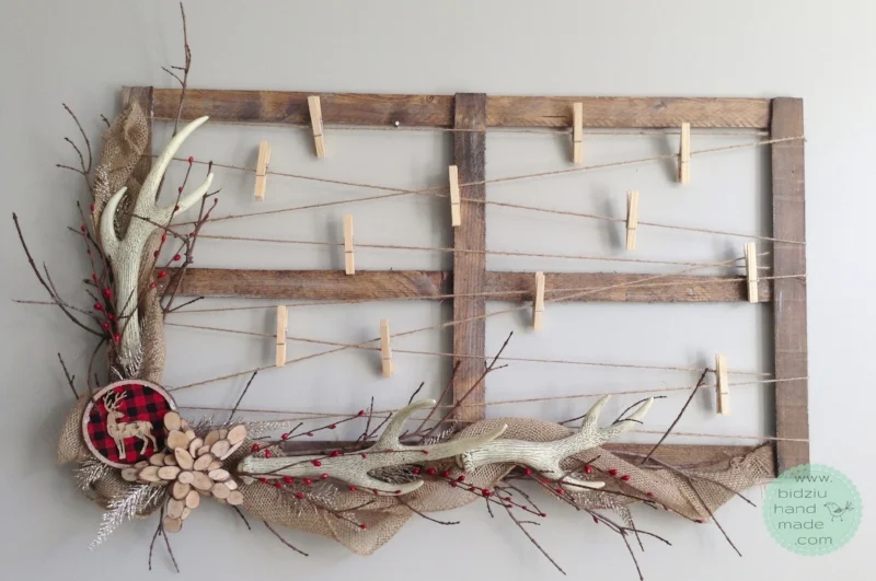rustic bulletin board, rustic home decor, rustic display board, rustic home decoration, rustic home decor, woodland home decor, cabin-inspired home decor, handmade home decoration, handmade rustic bulletin board, home decor with antlers, custom made…