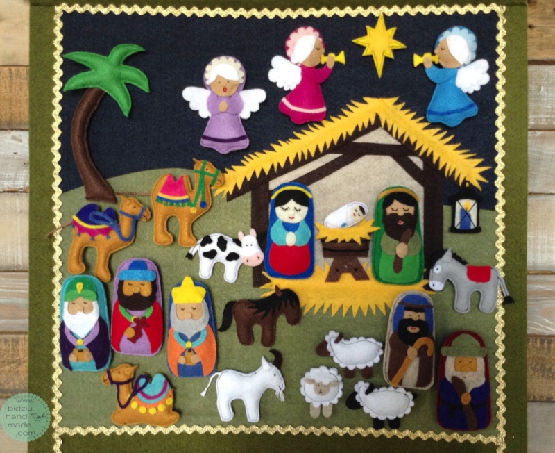 Christmas Advent Calendar, nativity scene advent calendar, felt advent calendar, felt nativity scene advent calendar, Christmas ideas for kids, countdown to Christmas, holiday traditions, handmade Christmas advent calendar, handmade Christmas gift, Christmas gifts for kids, handmade Christmas, custom made advent calendar, bidziu handmade, bidziuhandmade