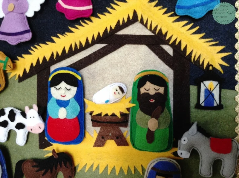 Christmas Advent Calendar, nativity scene advent calendar, felt advent calendar, felt nativity scene advent calendar, Christmas ideas for kids, countdown to Christmas, holiday traditions, handmade Christmas advent calendar, handmade Christmas gift, Christmas gifts for kids, handmade Christmas, custom made advent calendar, bidziu handmade, bidziuhandmade