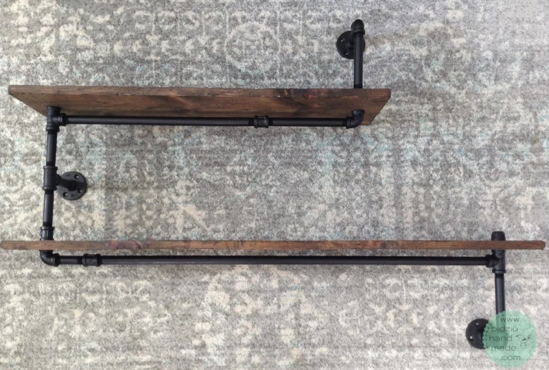 Handmade rustic shelf, industrial pipe shelf, industrial pipe shelving, DIY pipe shelf, DIY pipe shelving, rustic shelf, DIY rustic shelf, unique shelf ideas, DIY wood project, stained wood DIY, rustic home decor, handmade pipe shelving, modern home decor, industrial home decor, unique home decorating ideas, custom made shelf, bidziu handmade, bidziuhandmade