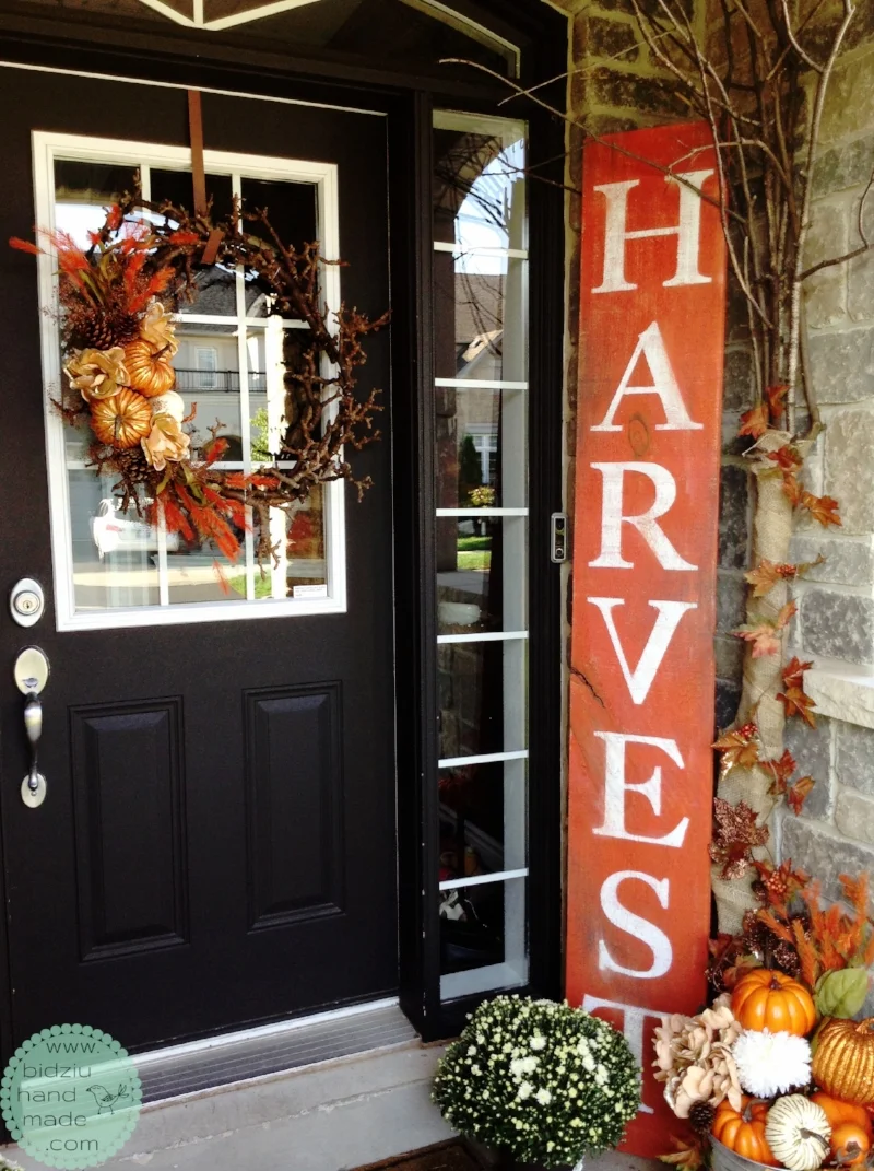 rustic wood sign, rustic hand painted sign, fall decoration, rustic fall decoration, handmade rustic sign, handmade wood sign, front porch decoration, front porch fall decorating ideas, painted wood sign, modern fall decoration, modern porch decorating ideas, custom made wood sign, custom painted wood sign, rustic home decorating ideas, bidziu handmade, bidziu hand made