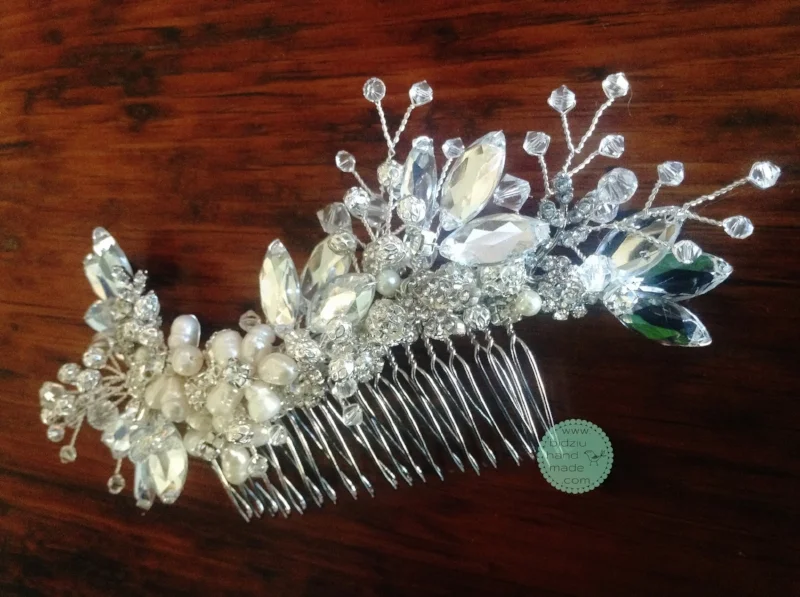 custom wedding accessories, custom hair accessories, bridal hair accessories, bridal hair comb, handmade wedding accessories, handmade bridal hair comb, bridal hair do's, bridal hair idea, bridal hair, wedding hair, wedding, handmade, flower hair comb, pearl hair comb, Swarovski crystals, silver hair comb, sparkly hair comb, sparkly hair accessories, bidziu handmade, bidziu hand made