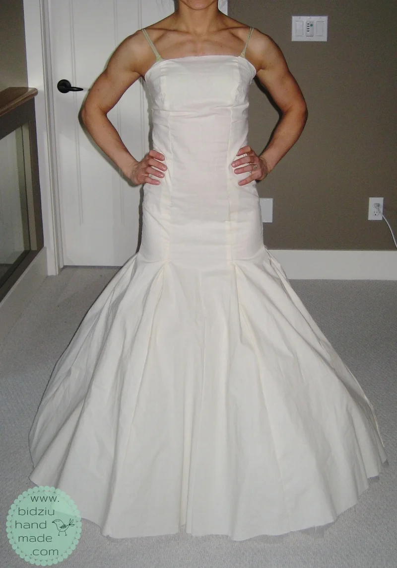 DIY wedding gown, DIY bridal dress, handmade wedding gown, handmade wedding dress, satin wedding gown, wedding gown with ruffles, modern wedding gown, handmade modern wedding gown, stylish wedding gown, stylish wedding dress, DIY wedding, handmade wedding, thrifty wedding, beautiful wedding dress, beautiful wedding gown, bodziu handmade, bidziu handmade