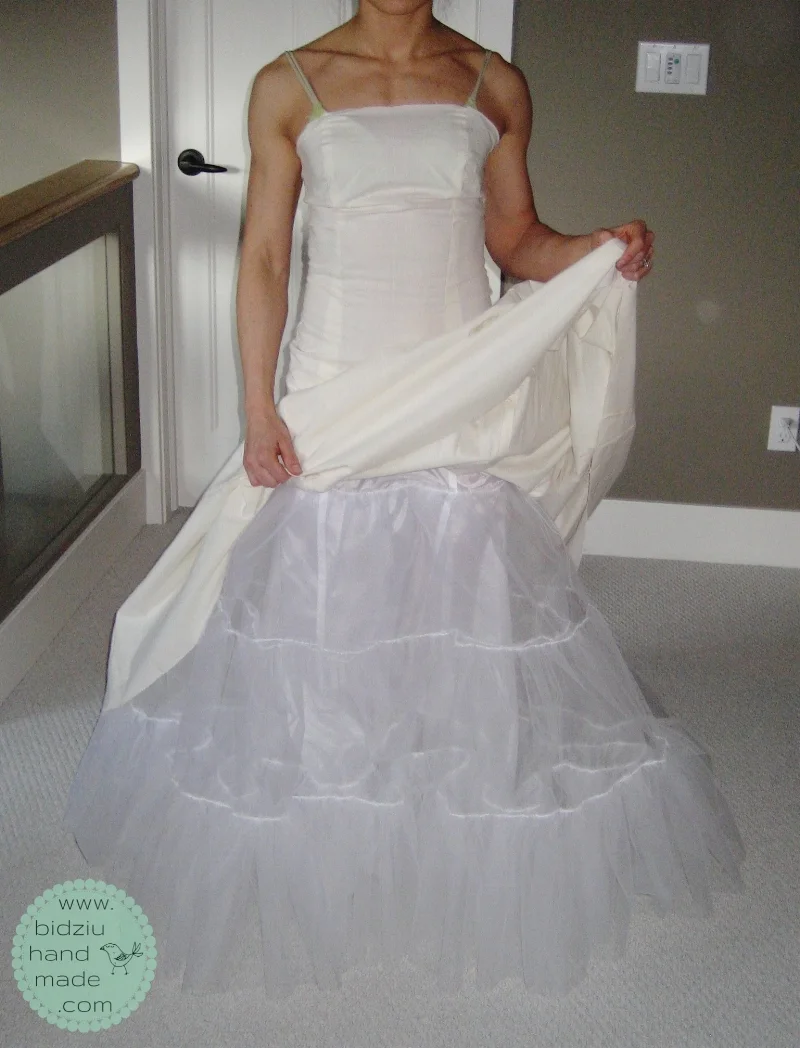 DIY wedding gown, DIY bridal dress, handmade wedding gown, handmade wedding dress, satin wedding gown, wedding gown with ruffles, modern wedding gown, handmade modern wedding gown, stylish wedding gown, stylish wedding dress, DIY wedding, handmade wedding, thrifty wedding, beautiful wedding dress, beautiful wedding gown, bodziu handmade, bidziu handmade