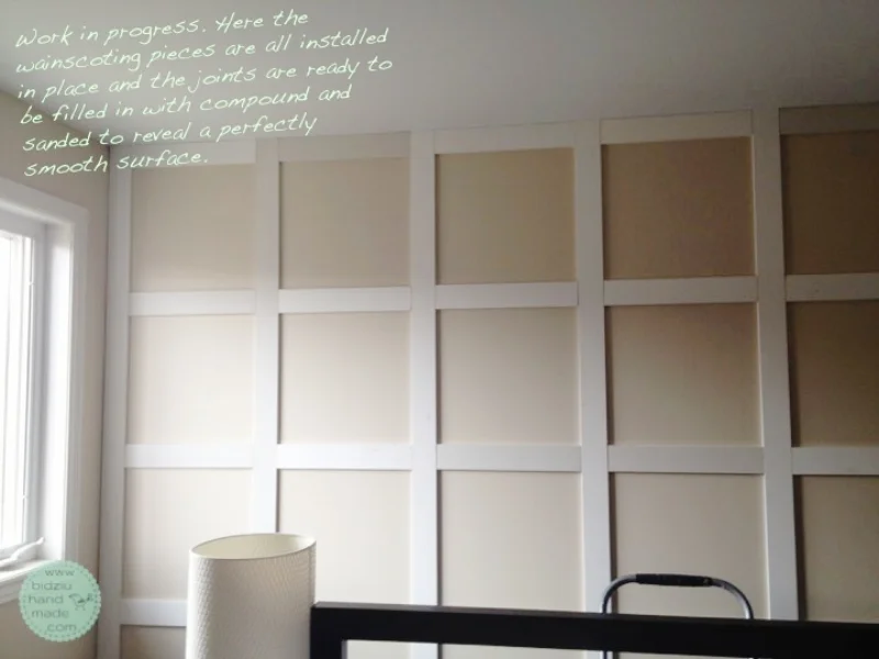 DIY wainscoting, DIY accent wall, DIY wainscoting grid, DIY home decor, DIY home renovating projects, home DIY, DIY modern wainscoting, accent wall wainscoting, DIY home reno, bidziu handmade, bidziu hand made