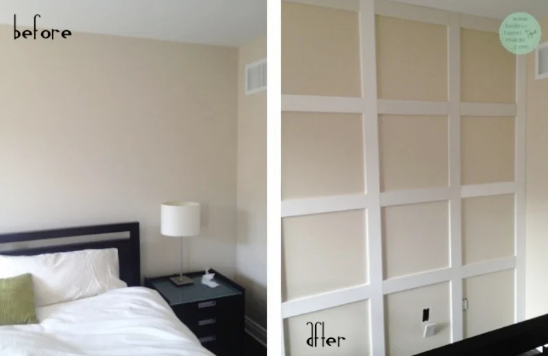 DIY wainscoting, DIY accent wall, DIY wainscoting grid, DIY home decor, DIY home renovating projects, home DIY, DIY modern wainscoting, accent wall wainscoting, DIY home reno, bidziu handmade, bidziu hand made