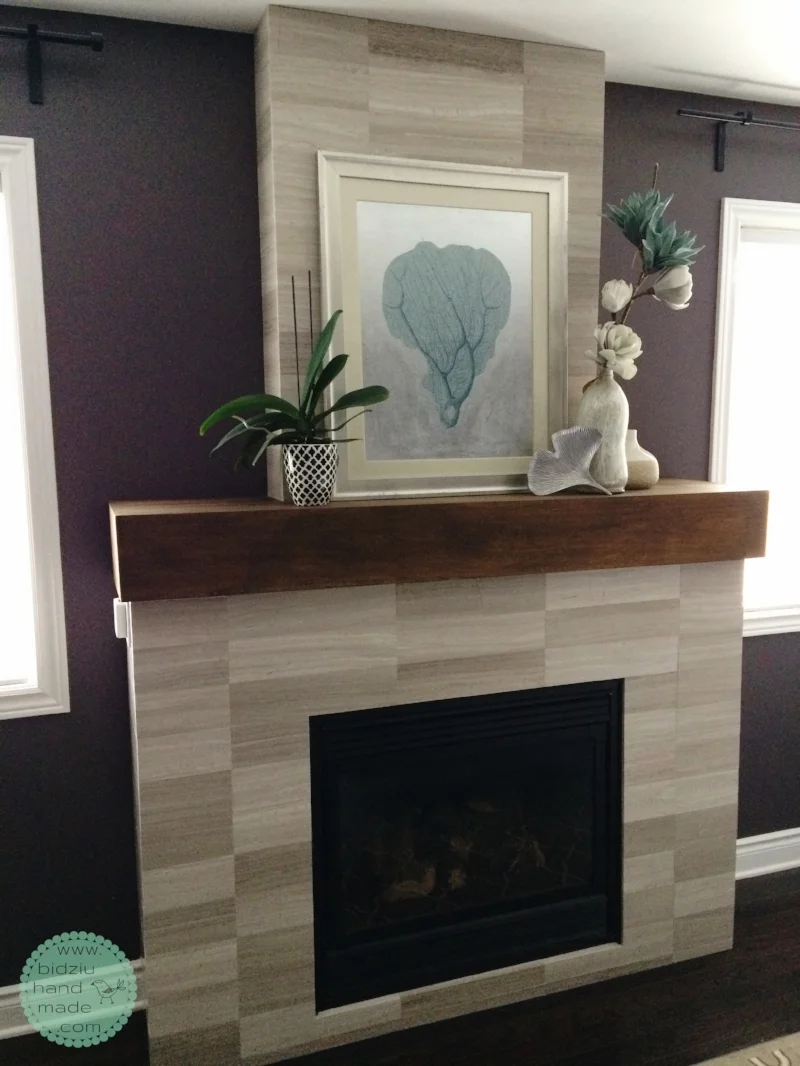 DIY fireplace, DIY fireplace facelift, DIY fireplace renovation, DIT marble fireplace, DIY tiled fireplace, DIY modern fireplace, DIY house project, modern fireplace, marble fireplace idea, DIY tall fireplace, fireplace in the bedroom, DIY fireplace reface, refacing a fireplace, DIY home project, DIY home reno, Bryan Baeumler, bidziu handmade, bidziu hand made
