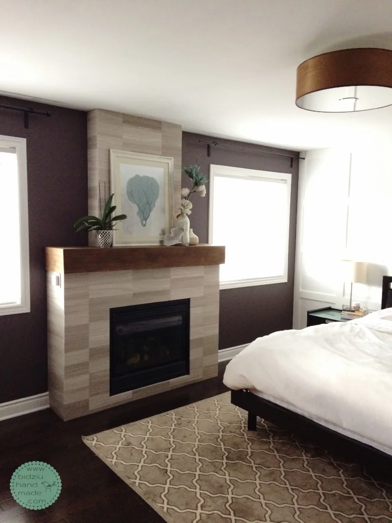 DIY fireplace, DIY fireplace facelift, DIY fireplace renovation, DIT marble fireplace, DIY tiled fireplace, DIY modern fireplace, DIY house project, modern fireplace, marble fireplace idea, DIY tall fireplace, fireplace in the bedroom, DIY fireplace reface, refacing a fireplace, DIY home project, DIY home reno, Bryan Baeumler, bidziu handmade, bidziu hand made