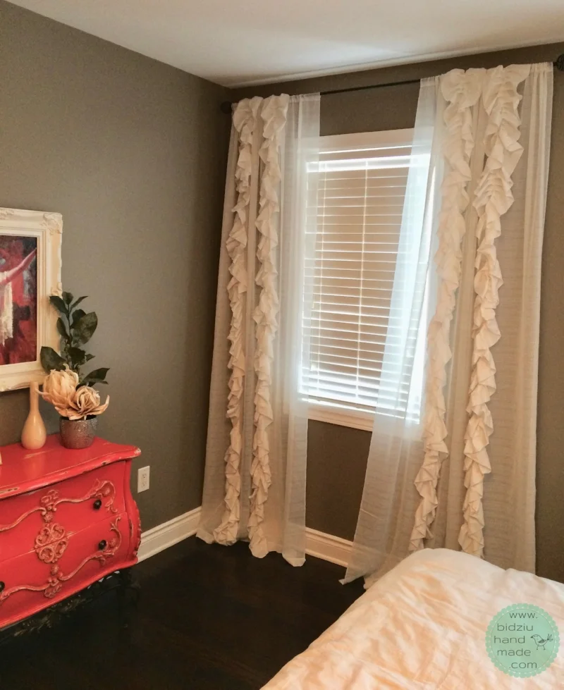 Anthropologie knock-off, Anthropologie inspired curtains, DIY curtains, DIY shabby chic curtains, DIY curtains, DIY rustic home decor, DIY window treatments, DIY window dressings, DIY ruffle curtains, DIY curtains with ruffles, sew your own curtains…