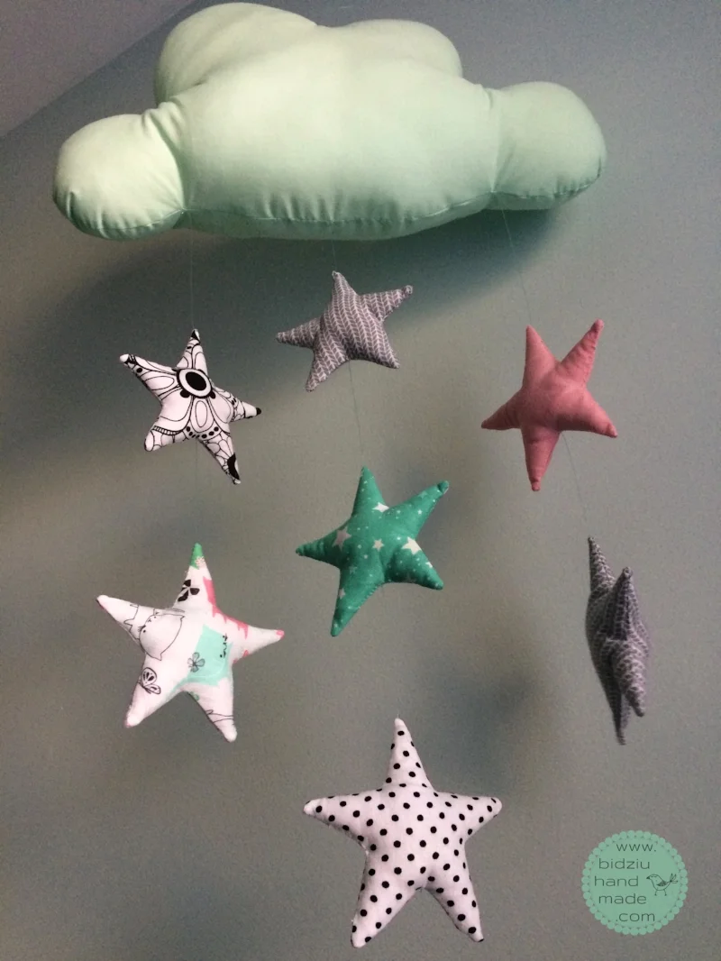 Hanging cloud decoration, stuffed cloud decoration, modern nursery decor, modern kids' room decor, handmade nursery decor, handmade home decoration, nursery decor ideas, kids' room decor ideas, boy's room decor idea, girls' room decor idea, trendy nursery, trendy kids' room, trendy decor ideas for kids, bidziu handmade, bidziuhandmade