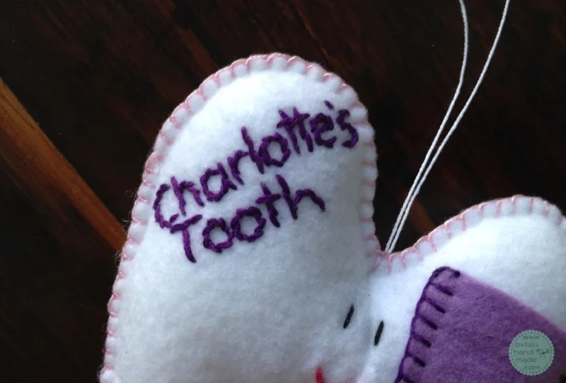 felt tooth pillow, tooth pillow, handmade tooth pillow, tooth fairy, tooth fairy tradition, customized tooth pillow, bidziu handmade, bidziu hand made