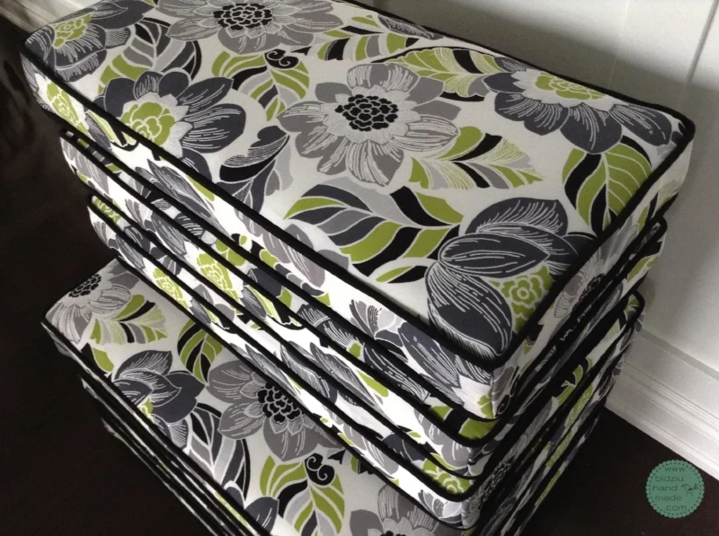 custom made patio furniture cushions, custom made slip covers, trendy patio furniture cushions, floral print patio furniture cushions, patio furniture cushions with piping, cushions with piping, trendy cushions, foam cushions for patio, foam pa…
