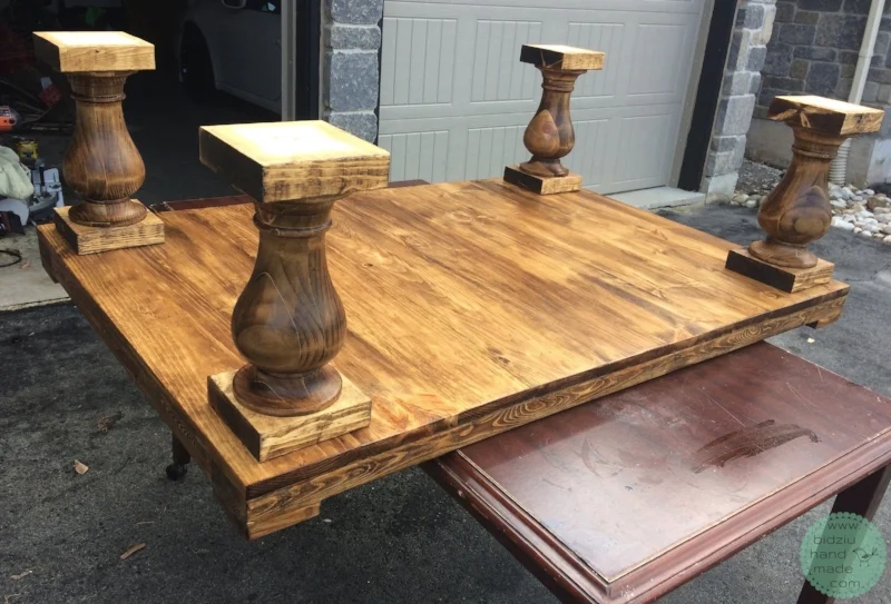 custom made coffee table, solid wood coffee table, balustrade legs, balustrade legs coffee table, restoration hardware inspired coffee table, table with balustrade legs, walnut stain coffee table, country home decor, country coffee table, traditiona…