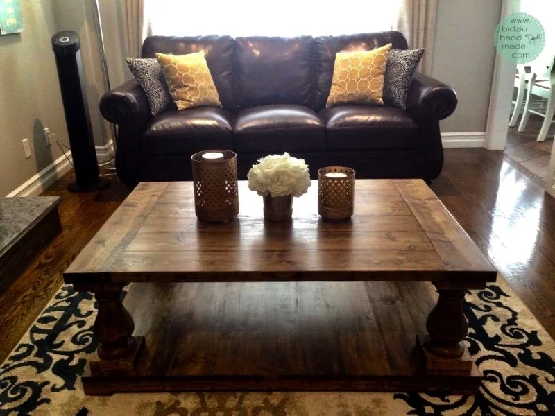 custom made coffee table, solid wood coffee table, balustrade legs, balustrade legs coffee table, restoration hardware inspired coffee table, table with balustrade legs, walnut stain coffee table, country home decor, country coffee table, traditiona…