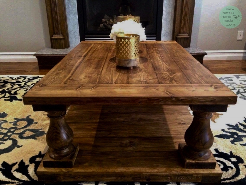 custom made coffee table, solid wood coffee table, balustrade legs, balustrade legs coffee table, restoration hardware inspired coffee table, table with balustrade legs, walnut stain coffee table, country home decor, country coffee table, traditiona…