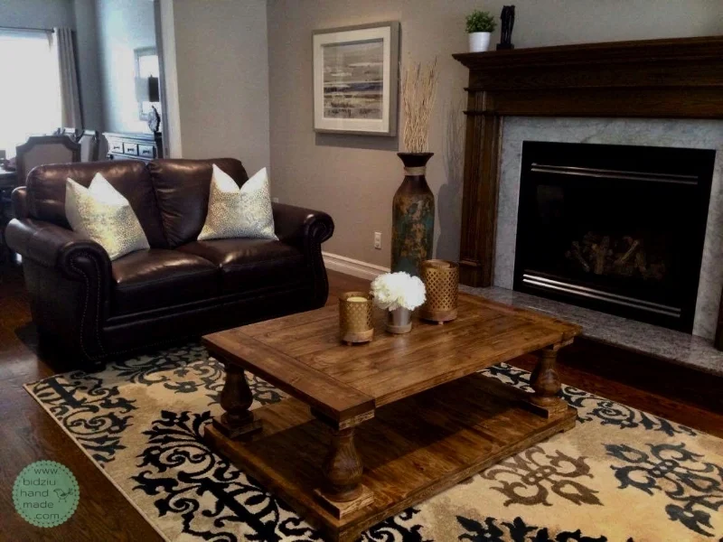 custom made coffee table, solid wood coffee table, balustrade legs, balustrade legs coffee table, restoration hardware inspired coffee table, table with balustrade legs, walnut stain coffee table, country home decor, country coffee table, traditiona…