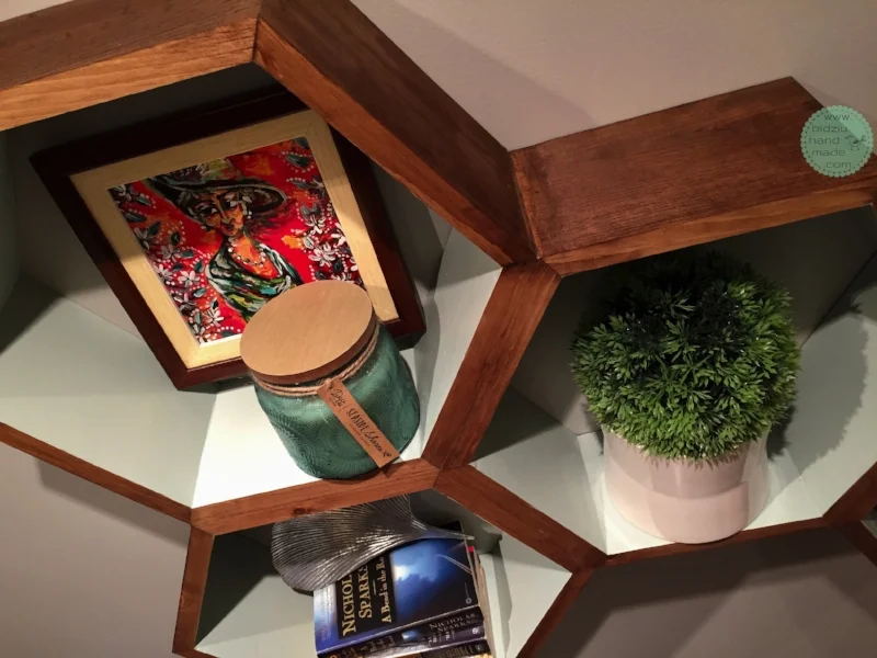 honeycomb shelves, honeycomb shelving unit, DIY honeycomb shelves, DIY honeycomb shelving unit, DIY shelves, DIY hexagonal shelves, DIY wood working, DIY furniture, wood working project, modern shelves, modern shelving unit, trendy shelves, trendy shelving unit, DIY trendy shelving unit, DIY trendy shelves, modern home decor, trendy home decor, DIY home projects, unique shelves, unique shelving unit, modern home accents, trendy home accents, DIY projects, DIY home decor, bidziu handmade, bidziu hand made