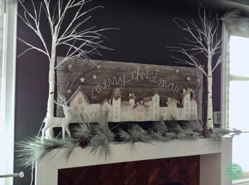 Christmas decoration, Holiday decoration, winter decoration, Christmas decorating ideas, Holiday decorating ideas, winter decorating ideas, Christmas fireplace decoration, Holiday fireplace decoration, winter fireplace decoration, reclaimed pallet wood projects, reclaimed pallet wood, upcycled wood projects, winter arts and crafts, Christmas arts and crafts, Christmas DIY, Holiday DIY, winter DIY projects, modern home decoration, modern Christmas decoration, rustic Christmas, rustic Christmas decoration, rustic Christmas home decor, rustic holiday home decor, rustic winter home decor, modern winter home decor, modern Holiday home decor, handmade home decor, handmade Christmas, white Christmas, white Christmas decoration, white rustic Christmas decoration, bidziu handmade, bidziuhandmade