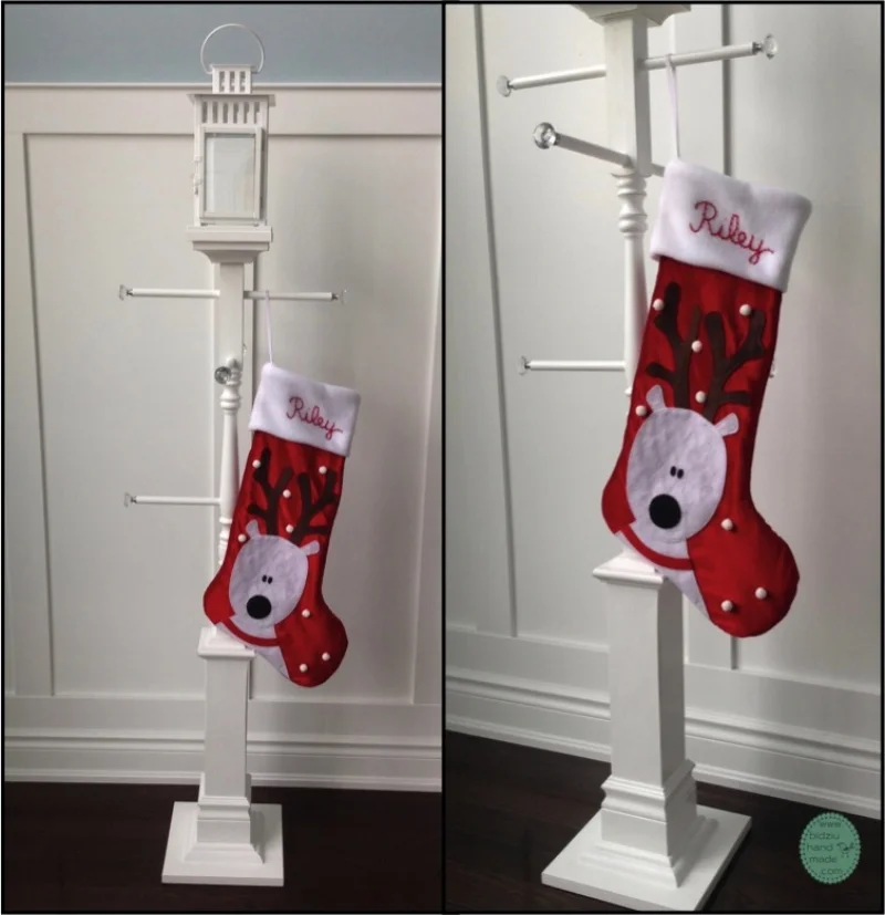 reindeer stocking, reindeer Christmas stocking, Christmas stocking, handmade Christmas stocking, handmade stockings, red and white Christmas stockings, Christmas stockings for kids, custom made stockings, custom made Christmas stockings, felt Christmas stockings, cartoon Christmas stockings, sewing, sewing project, DIY Christmas stockings, bidziu handmade, bidziuhandmade