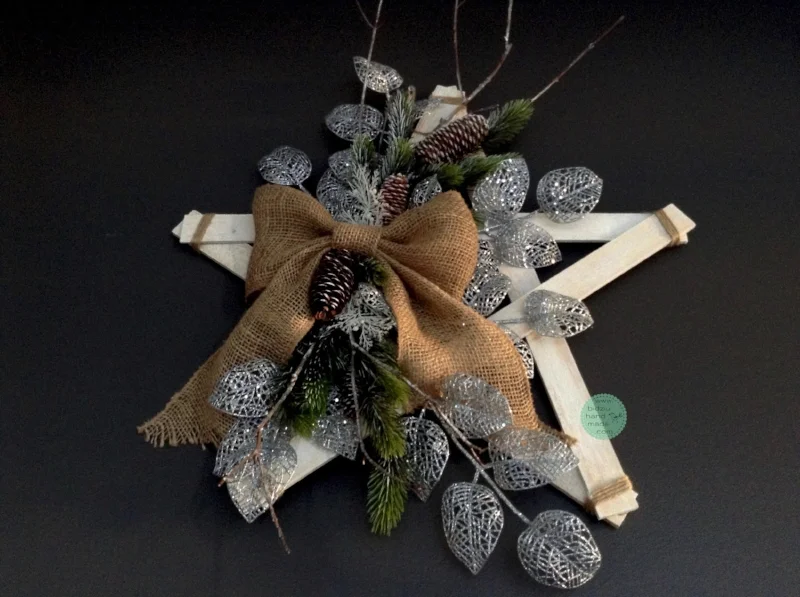 rustic Christmas decor, modern Christmas decor, burlap Christmas decor, handmade Christmas decor, rustic Holiday decor, modern holiday decor, burlap holiday decor, handmade holiday decor, silver Christmas, silver Christmas decor, silver winter decor, handmade winter decoration, hanging star, Christmas star, rustic star, rustic Christmas star, rustic holiday, rustic winter, wood star, handmade star, bidziu handmade, bidziuhandmade