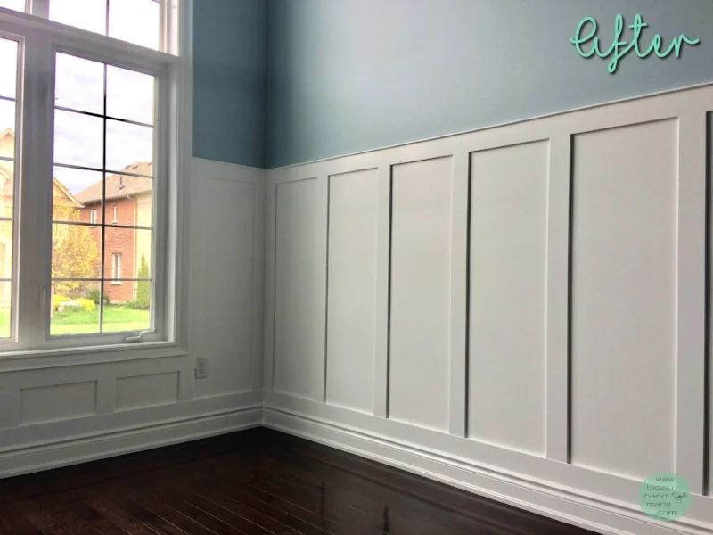DIY wainscoting, modern wainscoting, modern wall decor, modern home, DIY home, DIY home projects, DIY home renovation projects, DIY projects, home renovation, home renovation project, modernizing your home, DIY modern home decor, modern home decor, handy woman projects, home projects, cool home projects, must-have home projects, wood working projects, dining room wainscoting, wainscoting in dining room, rectangular wainscoting, simple wainscoting, modern dining room, modern dining room decor, dining room decor, white wainscoting, wainscoting ideas, wainscoting in the home, how to wainscoting, wainscoting tutorial, wainscoting DIY tutorial, how to create drama in a room, dramatic dining room, bright and airy dining room, bidziu handmade, bidziuhandmade