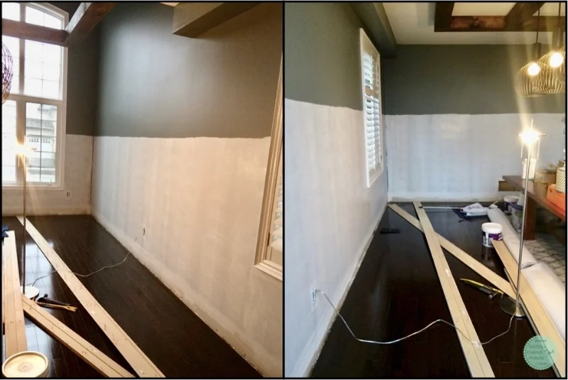 DIY wainscoting, modern wainscoting, modern wall decor, modern home, DIY home, DIY home projects, DIY home renovation projects, DIY projects, home renovation, home renovation project, modernizing your home, DIY modern home decor, modern home decor, handy woman projects, home projects, cool home projects, must-have home projects, wood working projects, dining room wainscoting, wainscoting in dining room, rectangular wainscoting, simple wainscoting, modern dining room, modern dining room decor, dining room decor, white wainscoting, wainscoting ideas, wainscoting in the home, how to wainscoting, wainscoting tutorial, wainscoting DIY tutorial, how to create drama in a room, dramatic dining room, bright and airy dining room, bidziu handmade, bidziuhandmade