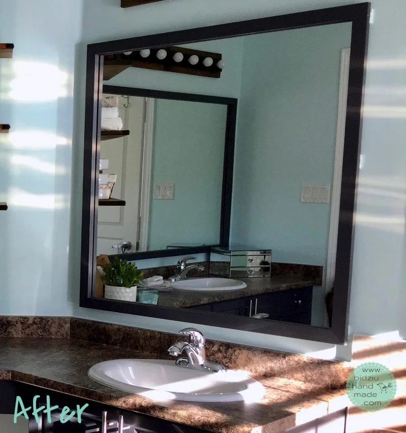 DIY bathroom, bathroom update, how to update outdated bathroom, bathroom renovation, DIY bathroom update, master ensuite update, master ensuite renovation, modernizing a bathroom, bathroom paint colours, turquoise bathroom, turquoise and beige bathroom, turquoise and gray bathroom, turquoise and grey bathroom, beige and turquoise bathroom, grey bathroom, gray bathroom, DIY bathroom update, cheap bathroom update, thrifty bathroom, how to make a bathroom modern, modern bathroom decor, modern bathroom decoration, bathroom decor, modern home, how to update bathroom to sell a house, selling a house, how to prepare a house for sale, how to prepare a home for sale, how to paint bathroom cabinets, how to paint cabinets, how to update a vanity light, vanity light update, vanity light upcycling, upcycled vanity light, modernized bathroom light, bathroom light DIY, vanity light DIY, bidziu handmade, bidziuhandmade