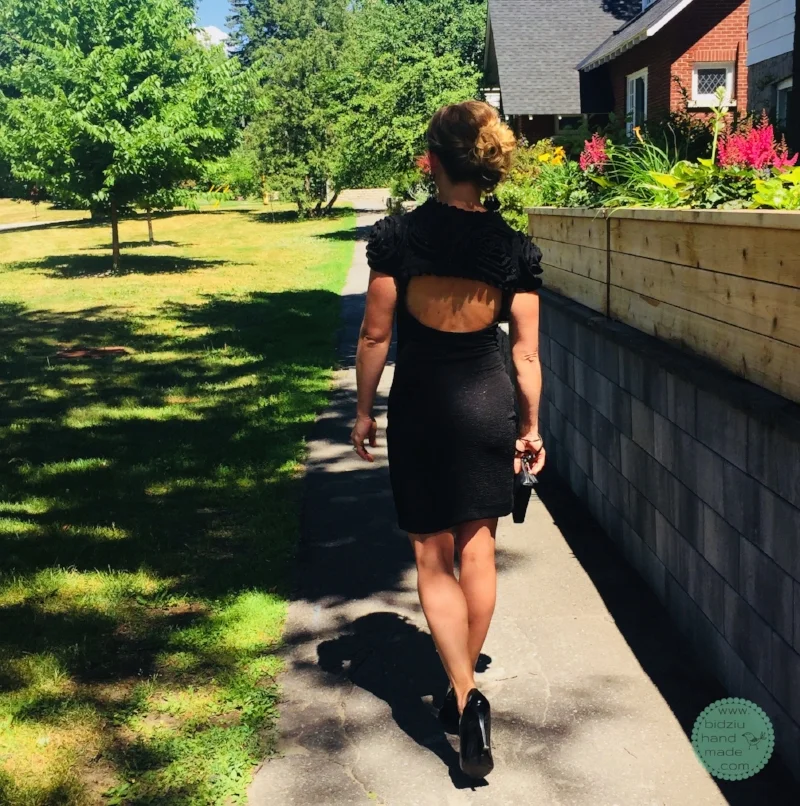 little black dress, classy black dress, classy dress, formal dress, cocktail dress, black cocktail dress, sew your own clothes, sewing clothes, DIY dress, DIY clothes, handmade clothes, handmade dress, custom made dress, custom made clothes, dress with roses, dress with flowers, backless dress, backless cocktail dress, backless formal dress, backless fancy dress, fitted dress, fitted cocktail dress, short dress, short black dress, short cocktail dress, short formal dress, evening wear, evening dress, party dress, classic dress, trendy dress, sewing project, sewing, bidziu handmade, bidziuhandmade