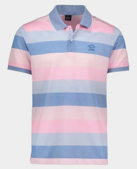 Pink And Blue Polo Shirt Mens Pink Blue Stripe Polo With Chest