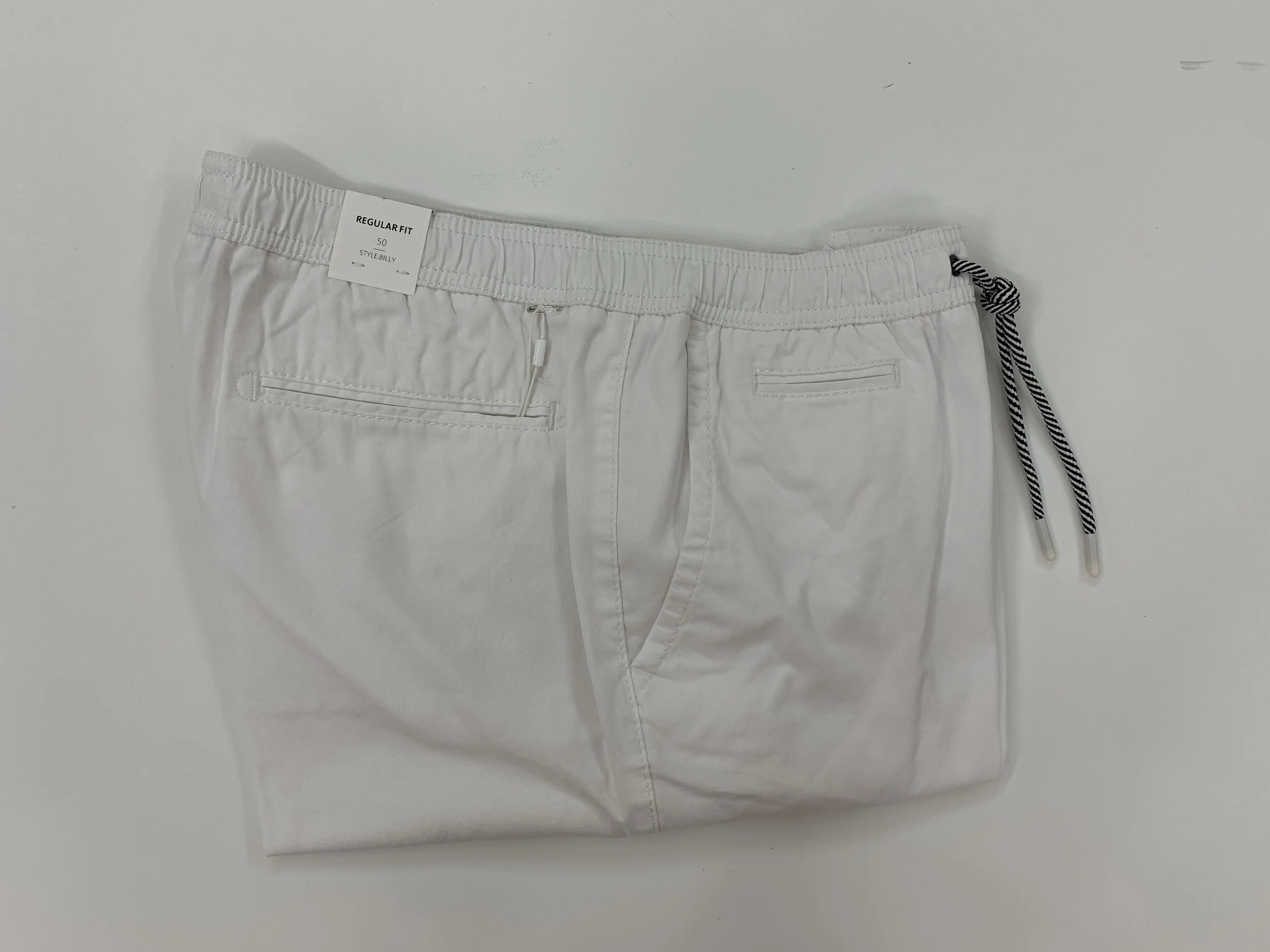 Brax White Drawstring Cotton Shorts