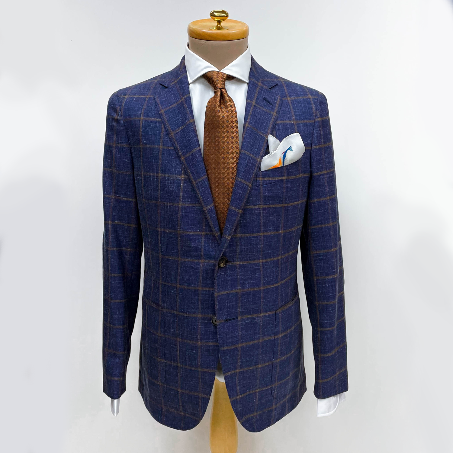 Dormeuil Blue w/ Tan Check Sports Coat — Harrisons Menswear