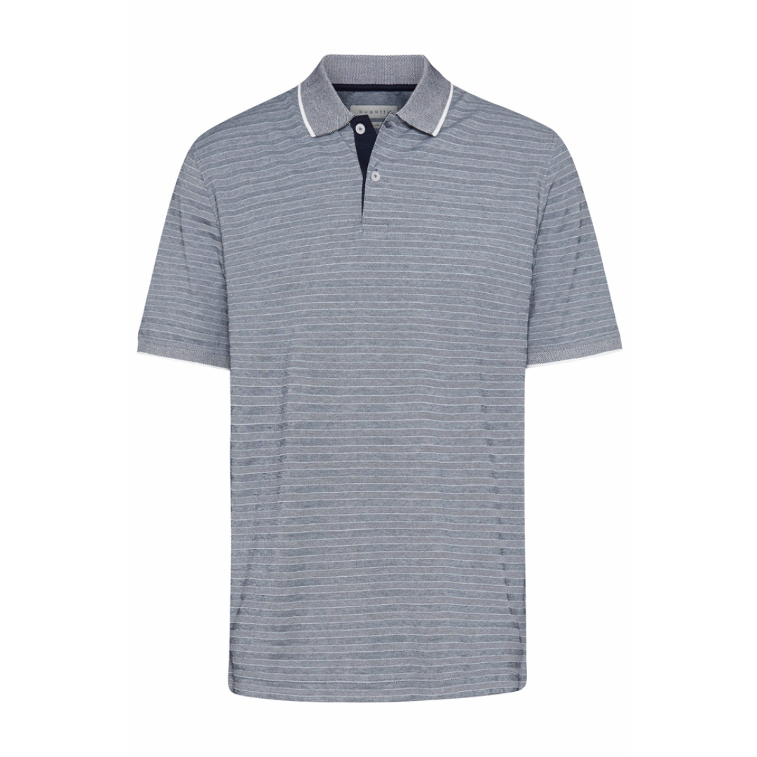 Blue Bugatti Polo Steel Harrisons Stripe — Menswear