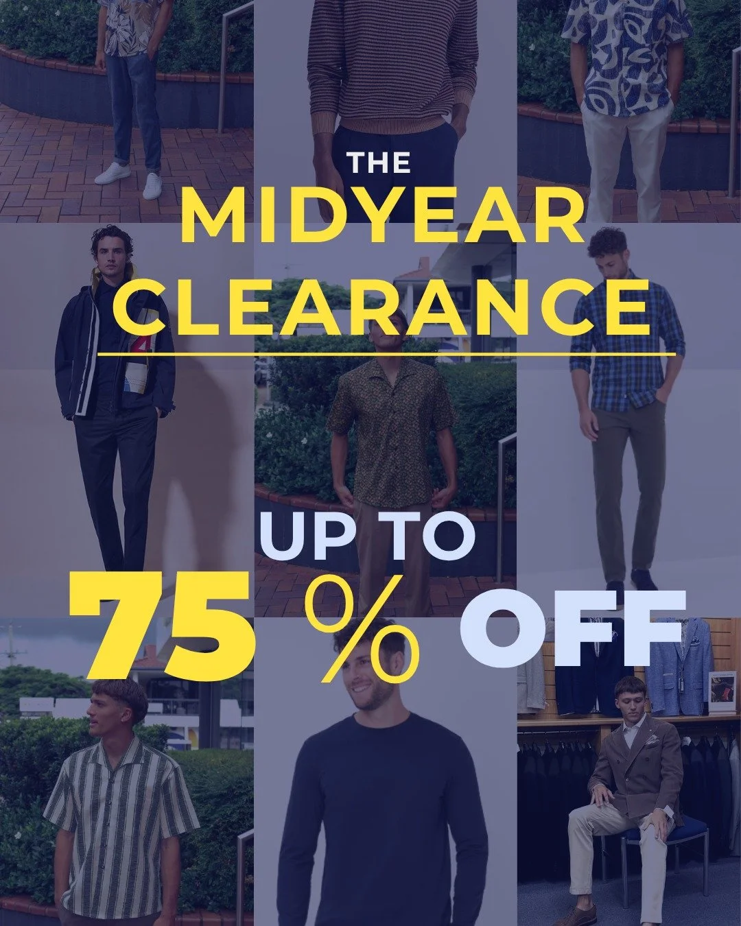 👔 A wide range 75% off! 👕

Expand your wardrobe this month with many brands and styles.

-Sports shirts 
-Trousers 
-Knitwear 
-Shoes 
-Coats and Jackets 

all 75% off while stocks last, shop instore or online only at Harrisons Menswear.