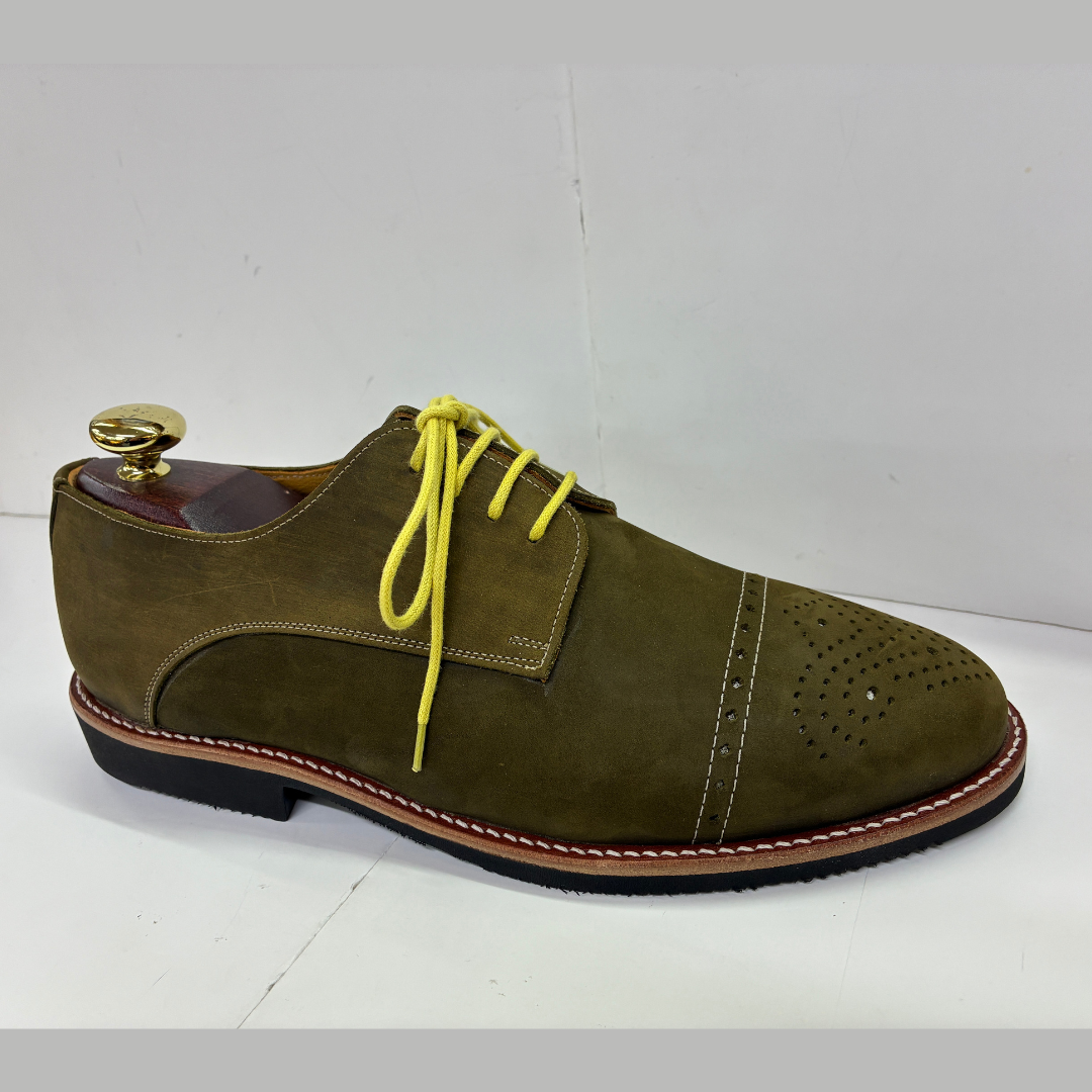 Palmone Nubuck Leather Shoe Olive