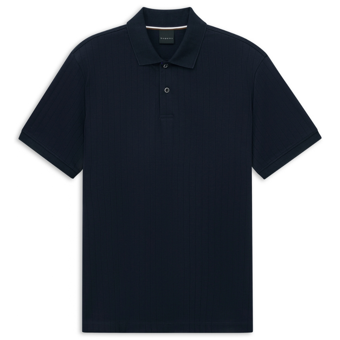 Drop Stitch Navy Cotton Polo