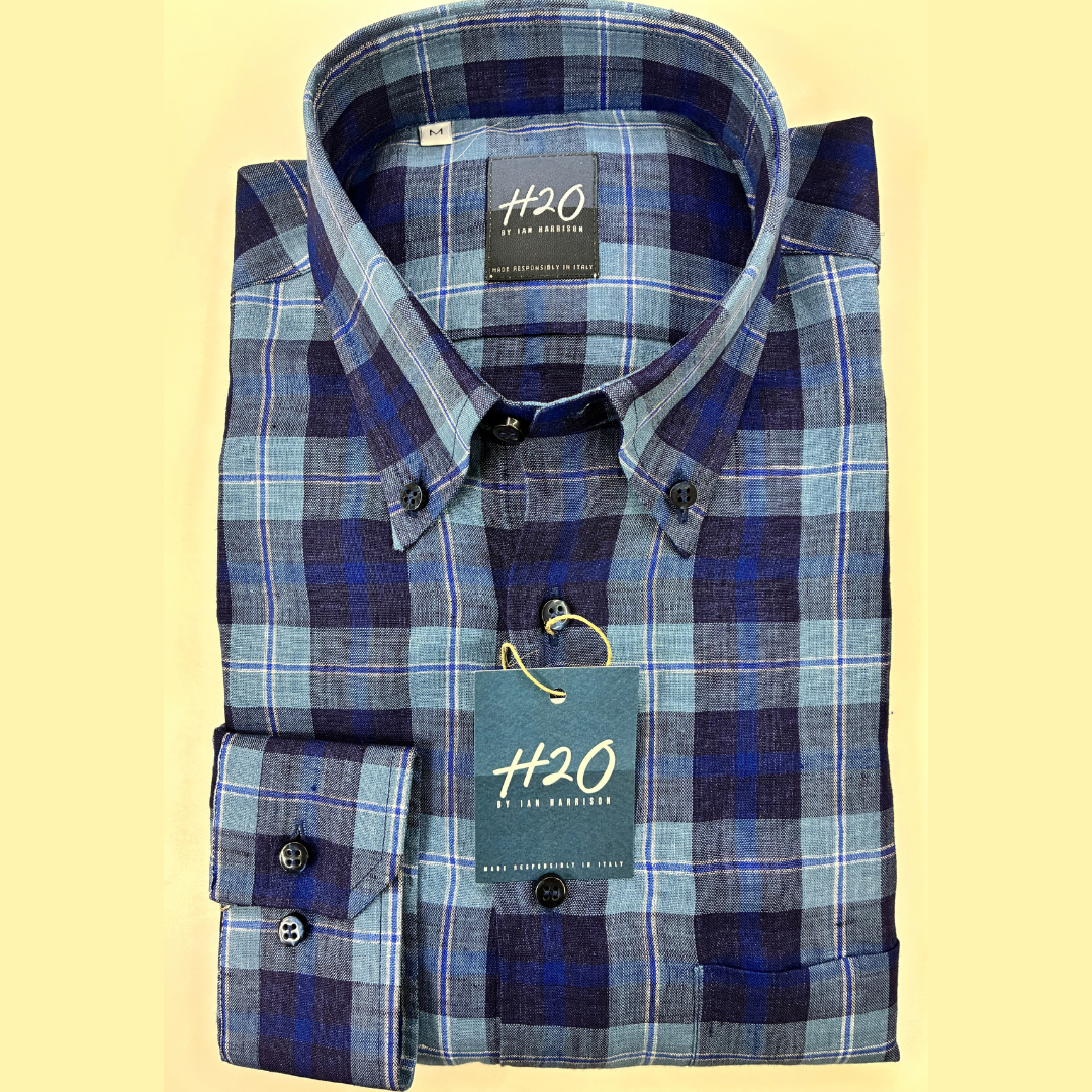 Dark Blue Check Summer Sports Shirt