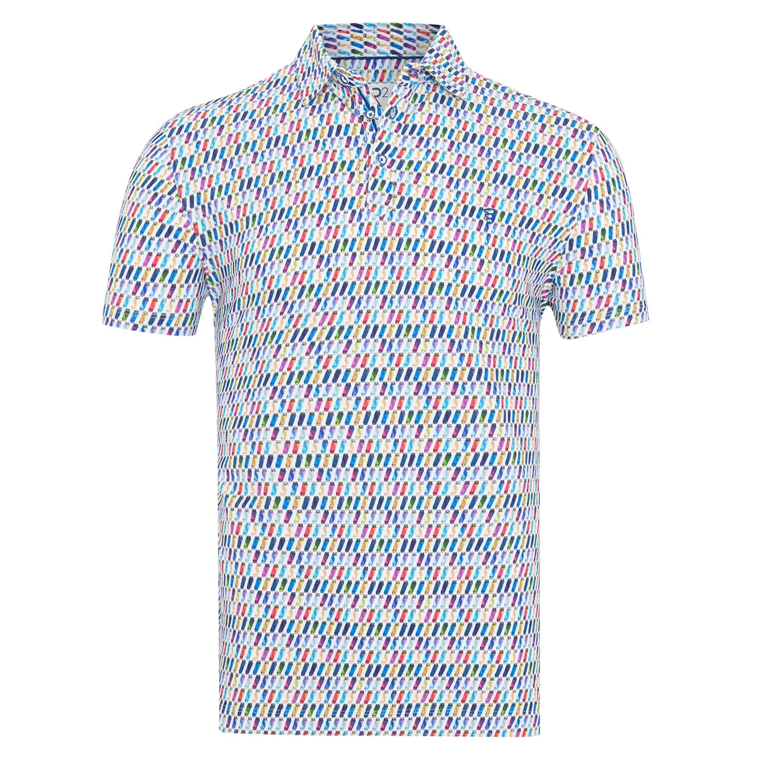 R2 Amsterdam Multi Geometric Polo Shirt — Harrisons Menswear