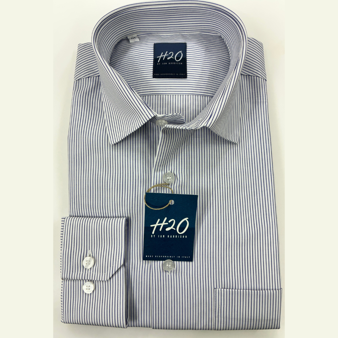 Navy Line Pattern Sports Shirt