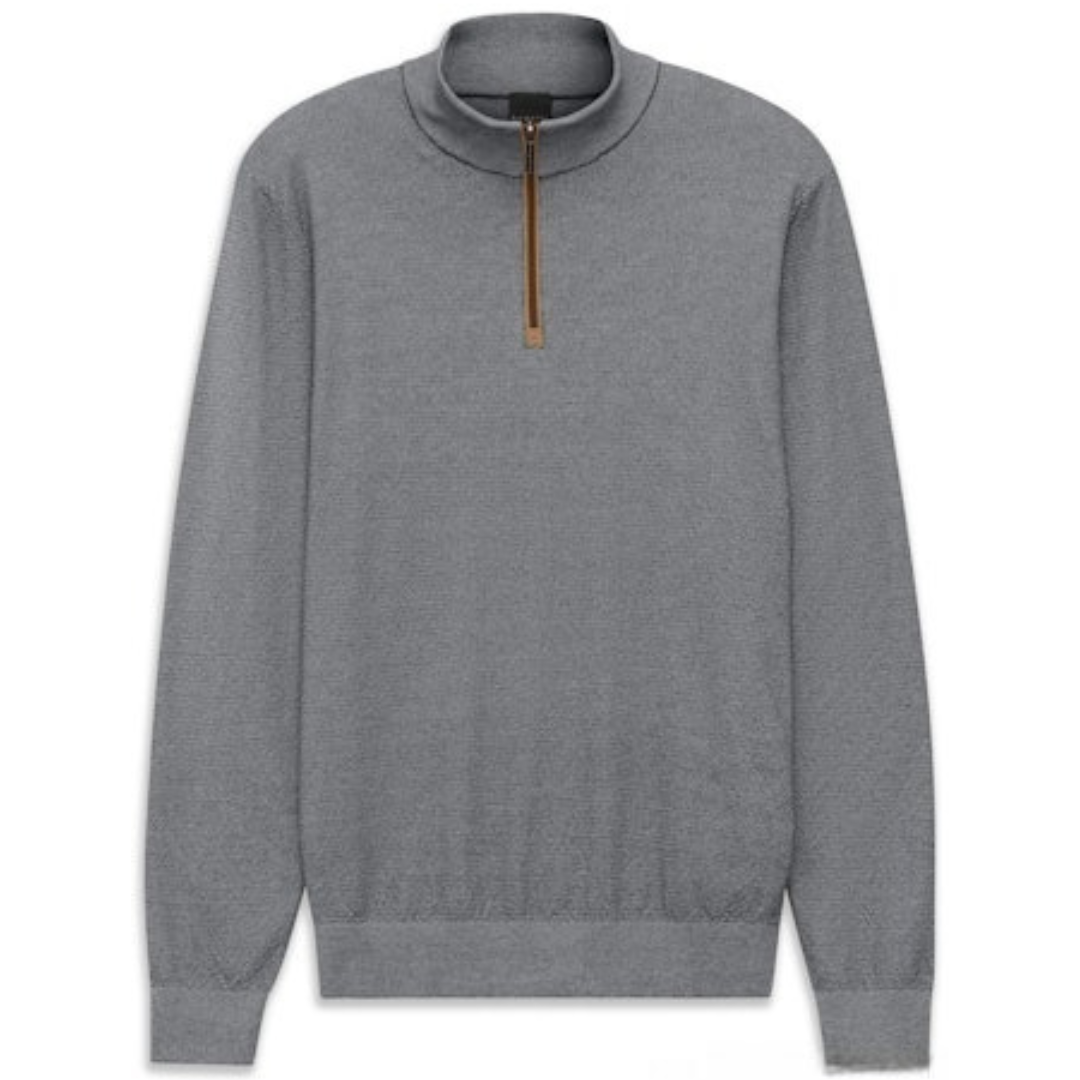 Bugatti Troyer Style Quater zip Knit Gray