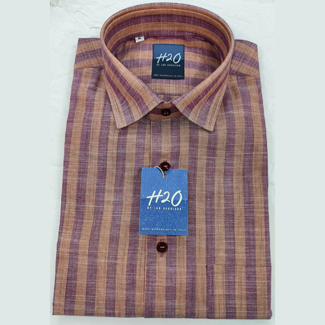 Orange Rust Stripes Summer Sports Shirt ‍  ‍
