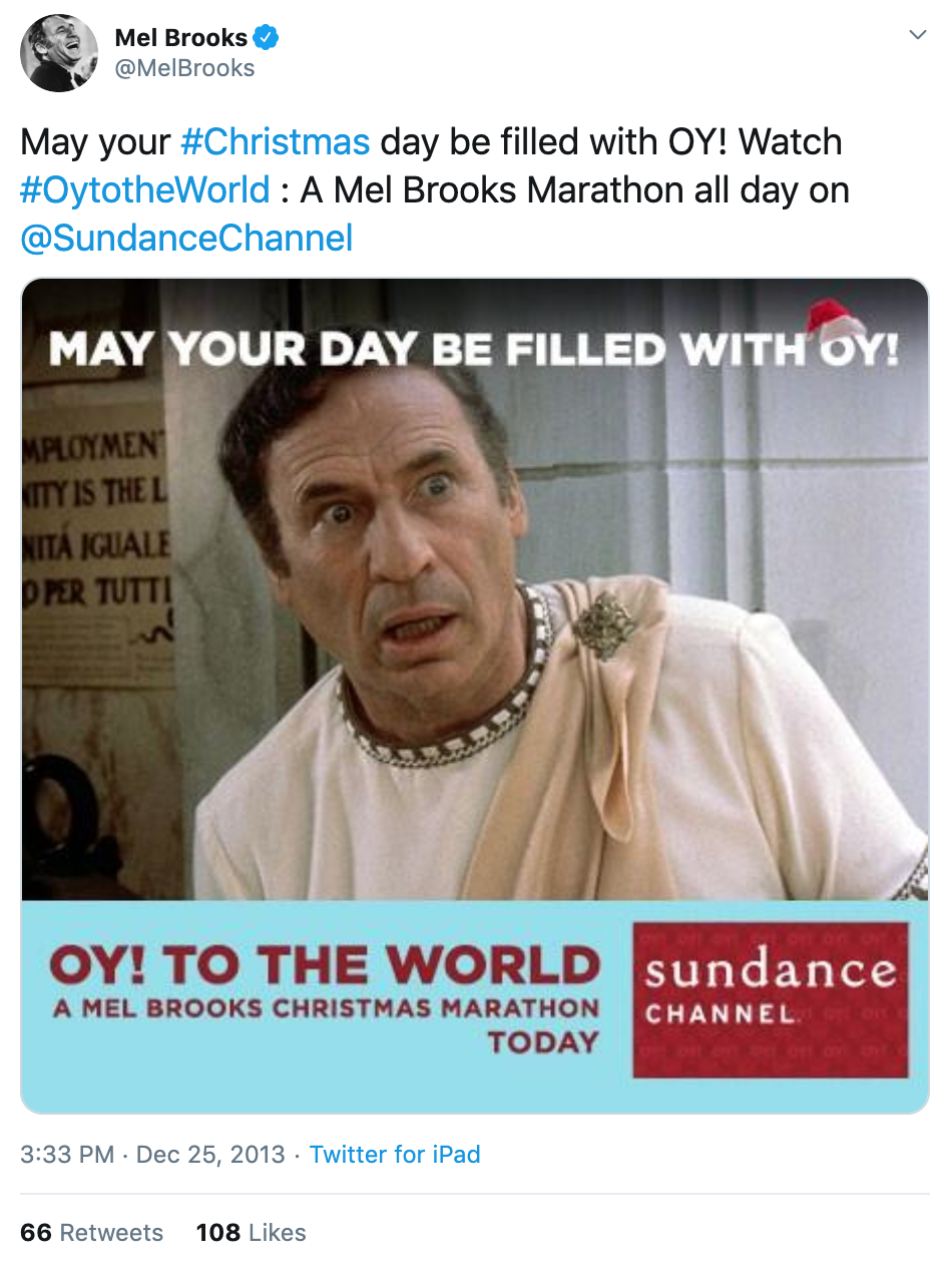 SUNDANCE CHANNEL: MEL BROOKS OY TO THE WORLD CHRISTMAS MARATHON