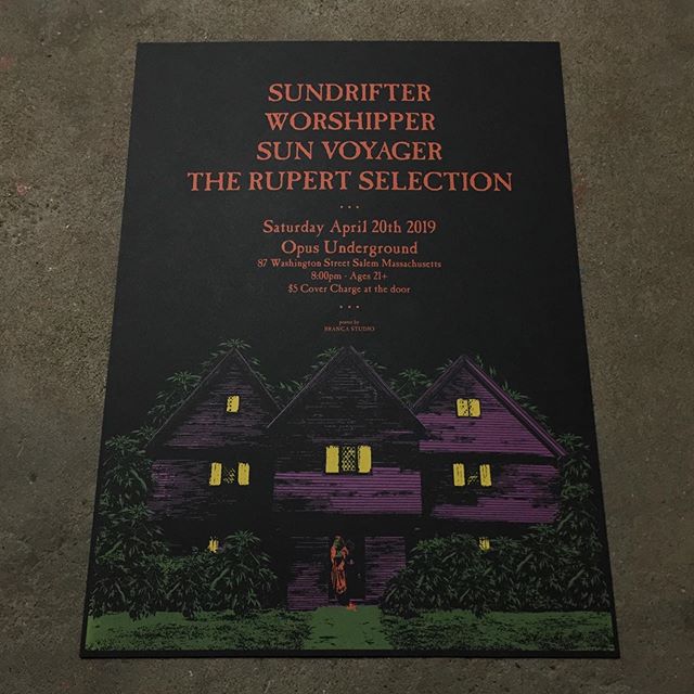 4 color water based, hand pulled posters from this past weekend for @sundrifterbc . Artwork by @branca_studio #sundrifterbc #brancastudio #unionscreenprinting #screenprinting