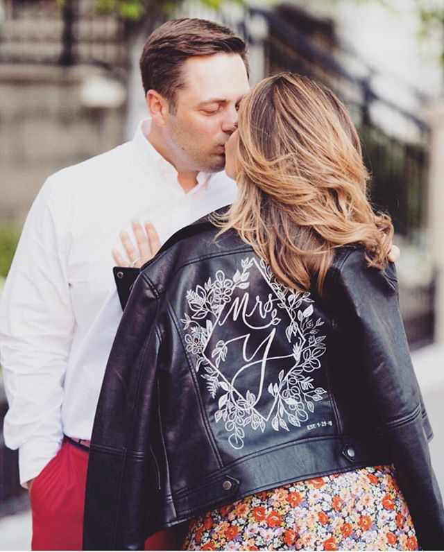 Meet @nelly15k. The coolest, calmest and chicest 👰 to be. One month until #foreveryoungstrom. 📸: @scottzphotography | jacket illustration: 🙋🏾&zwj;♀️ &bull;
&bull;
&bull;
#weddingcalligrapher #moderncalligraphy #bridalinspo #capecodweddings #bride