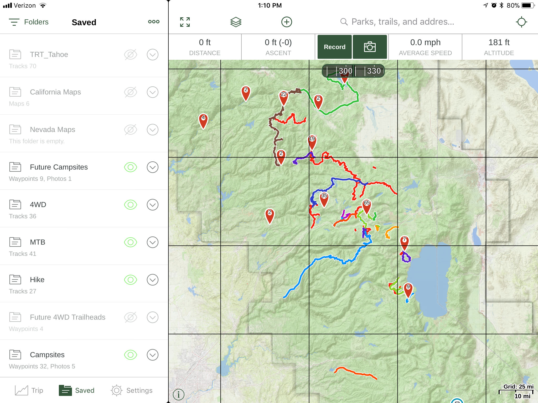  Folders will help organize your route, waypoints, and tracks. 