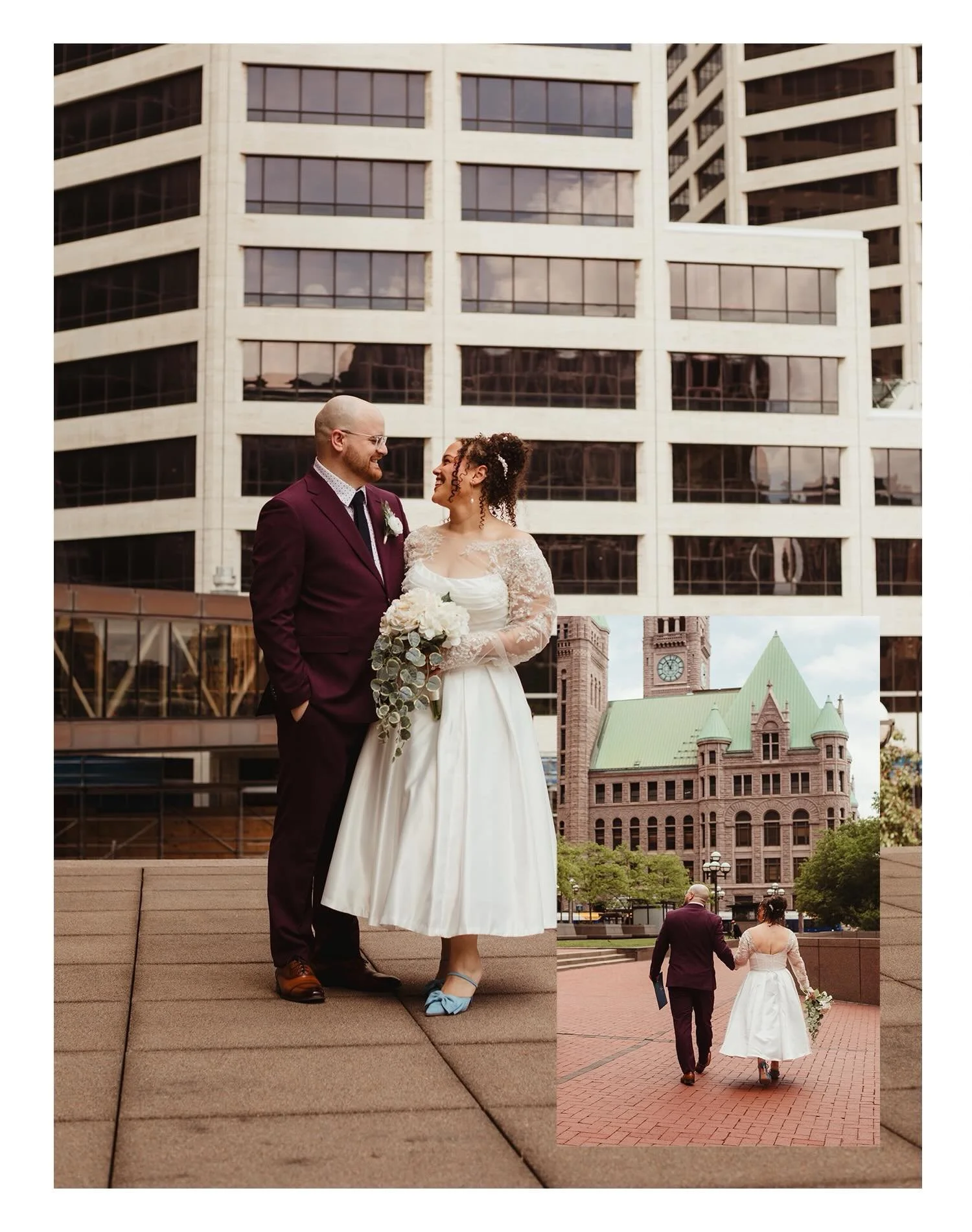 Tall downtown buildings as a backdrop. Check. 
Gorgeous courthouse to elope in. Check. 
Sailboats and an amazing grandstand. Check. 
A serene garden. Check. 
And even a trolley ride. Check. 

This wedding had everything! 💕