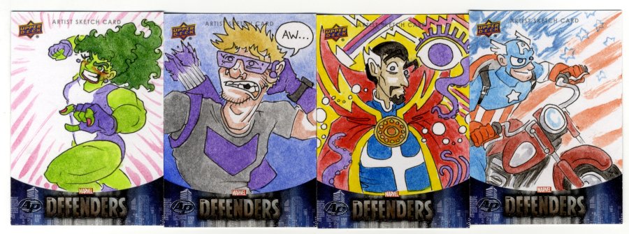 "She-Hulk", "Hawkeye", "Doctor Strange", and "Captain America", 2018