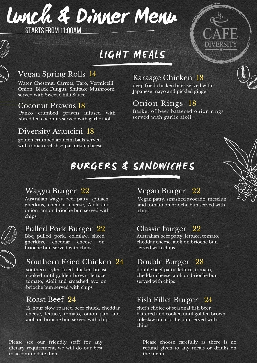 Menu — Cafe Diversity
