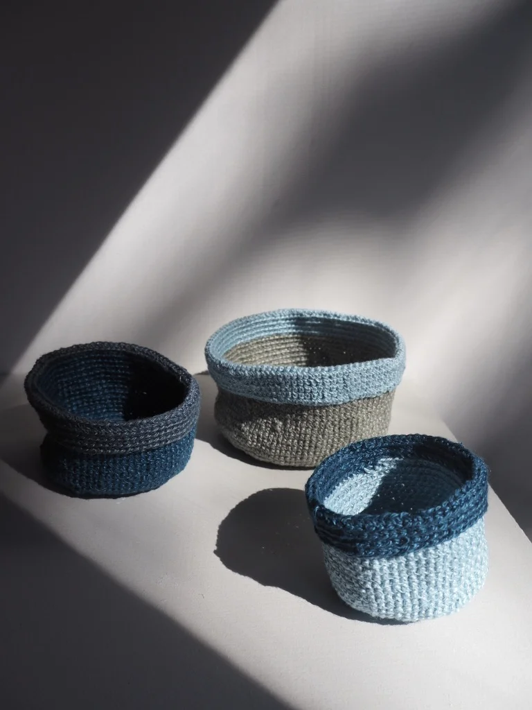 crochet linen nests