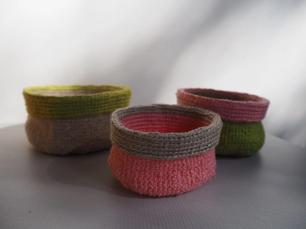 crochet linen nests