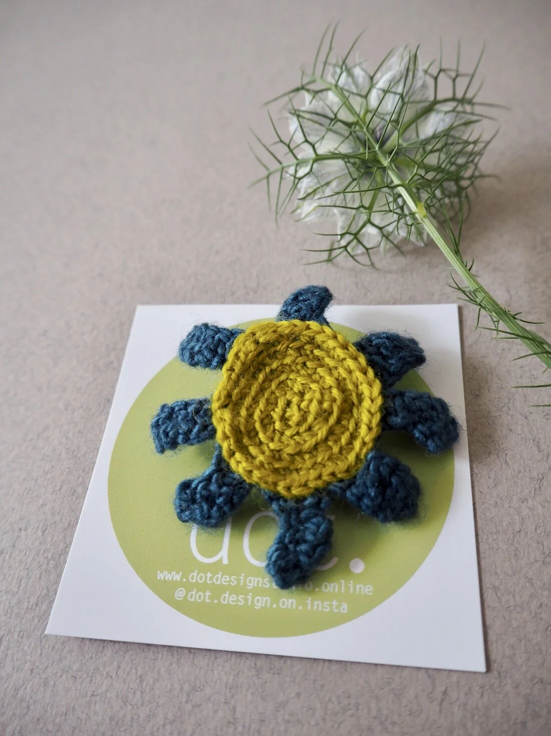 GOST_Dot Design_Daisy brooch small blue with egg yolk pollen_5cm_low res.jpeg